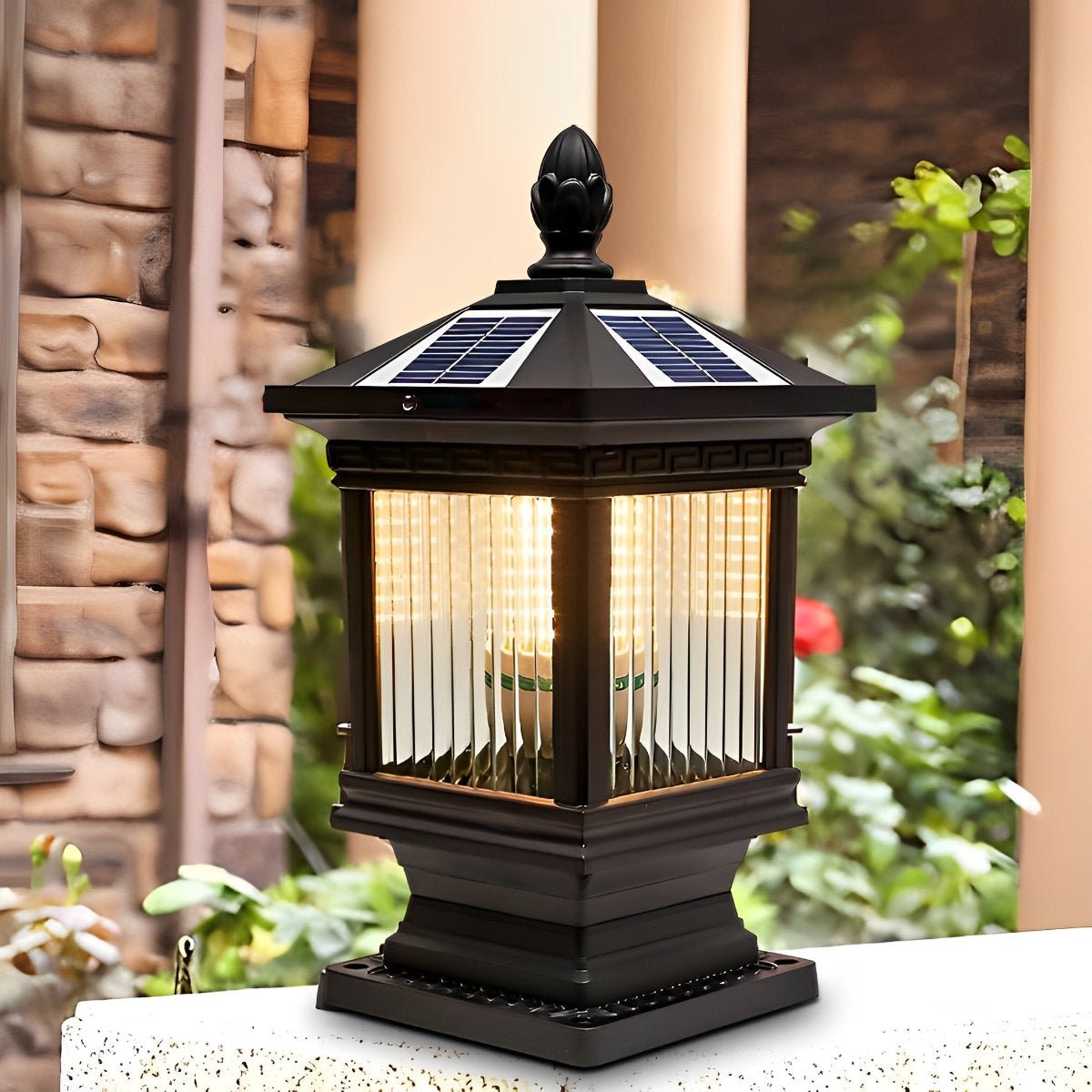 Vintage Grille Glass Shade Lampshade Waterproof Fence Post Lights