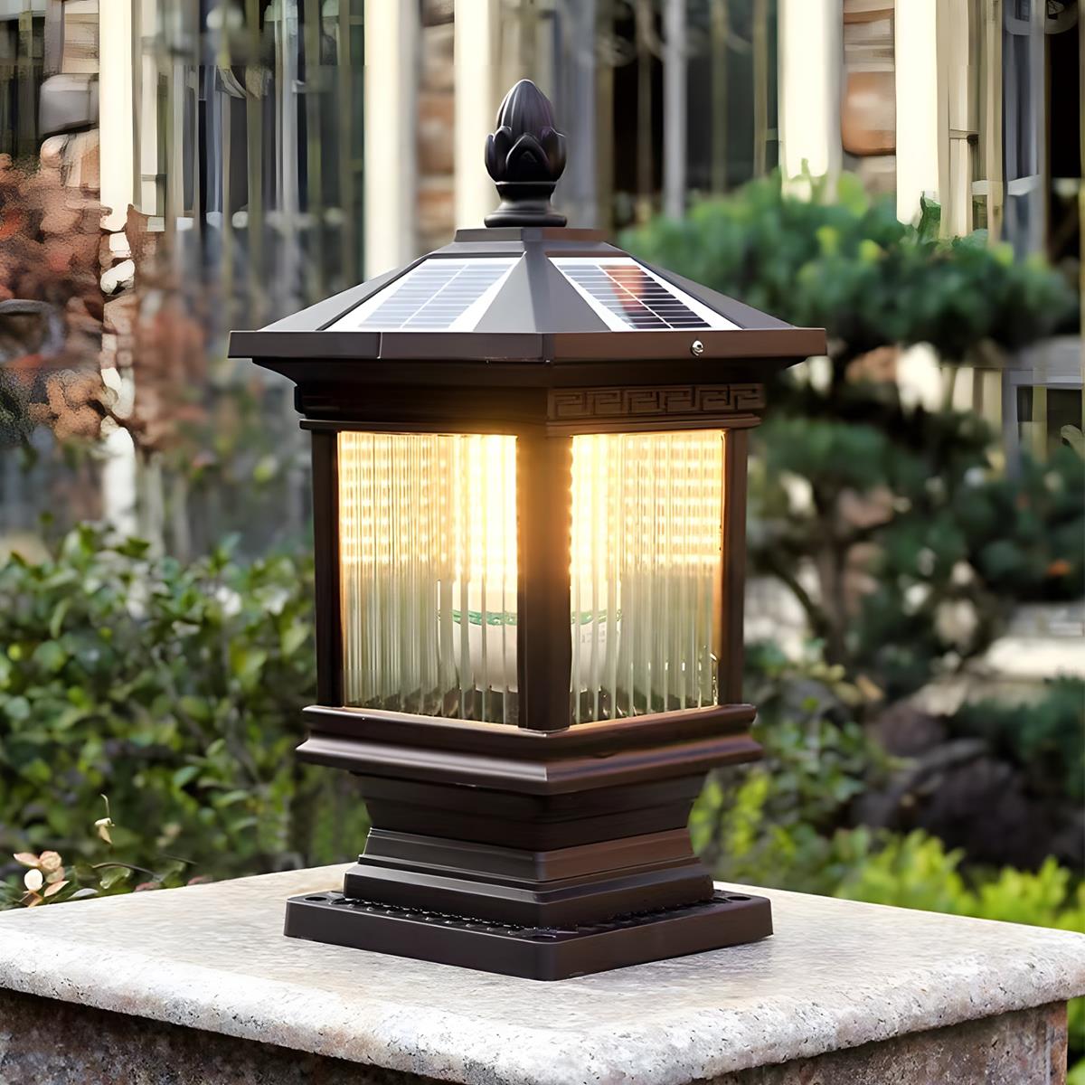 Vintage Grille Glass Shade Lampshade Waterproof Fence Post Lights