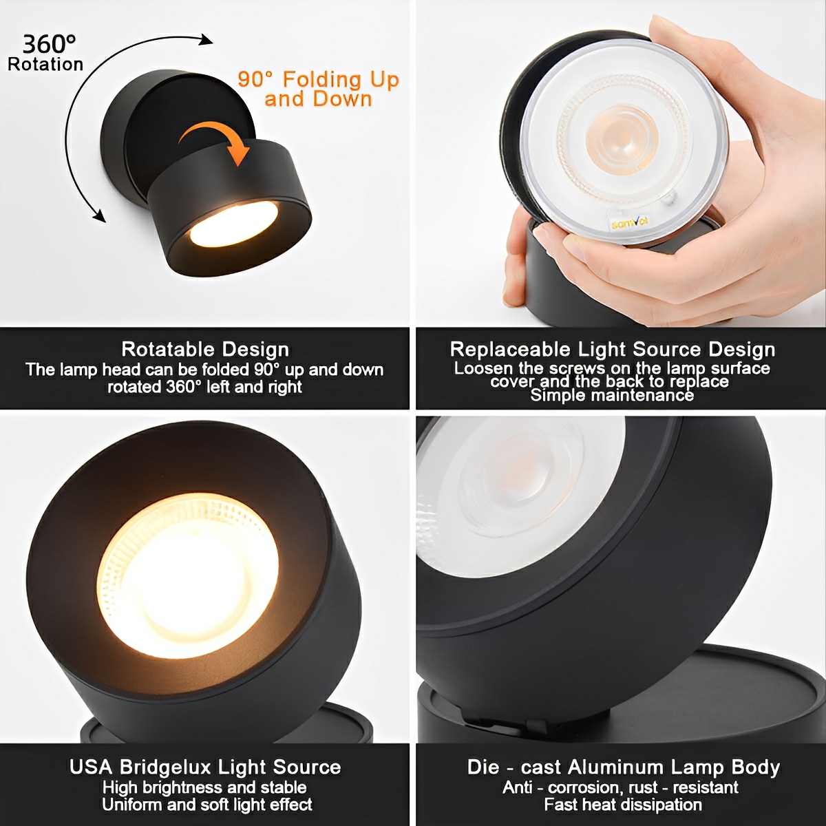 Waterproof Modern Round Adjustable Angle Outdoor Porch LED Wall Lights