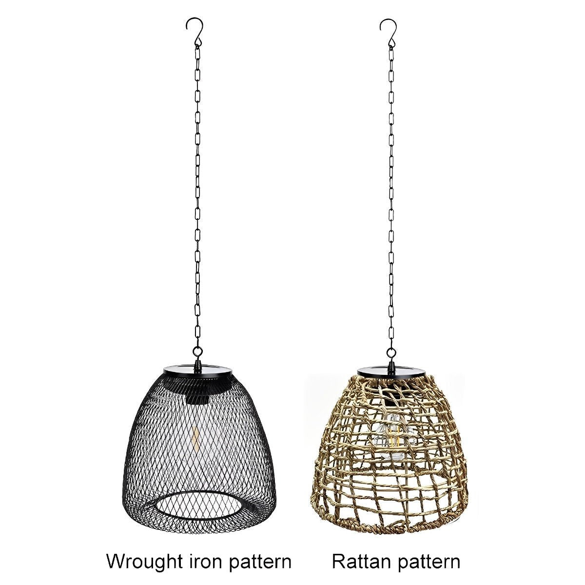 Waterproof Solar Bell Rattan Outdoor Lanterns Pendant Lights