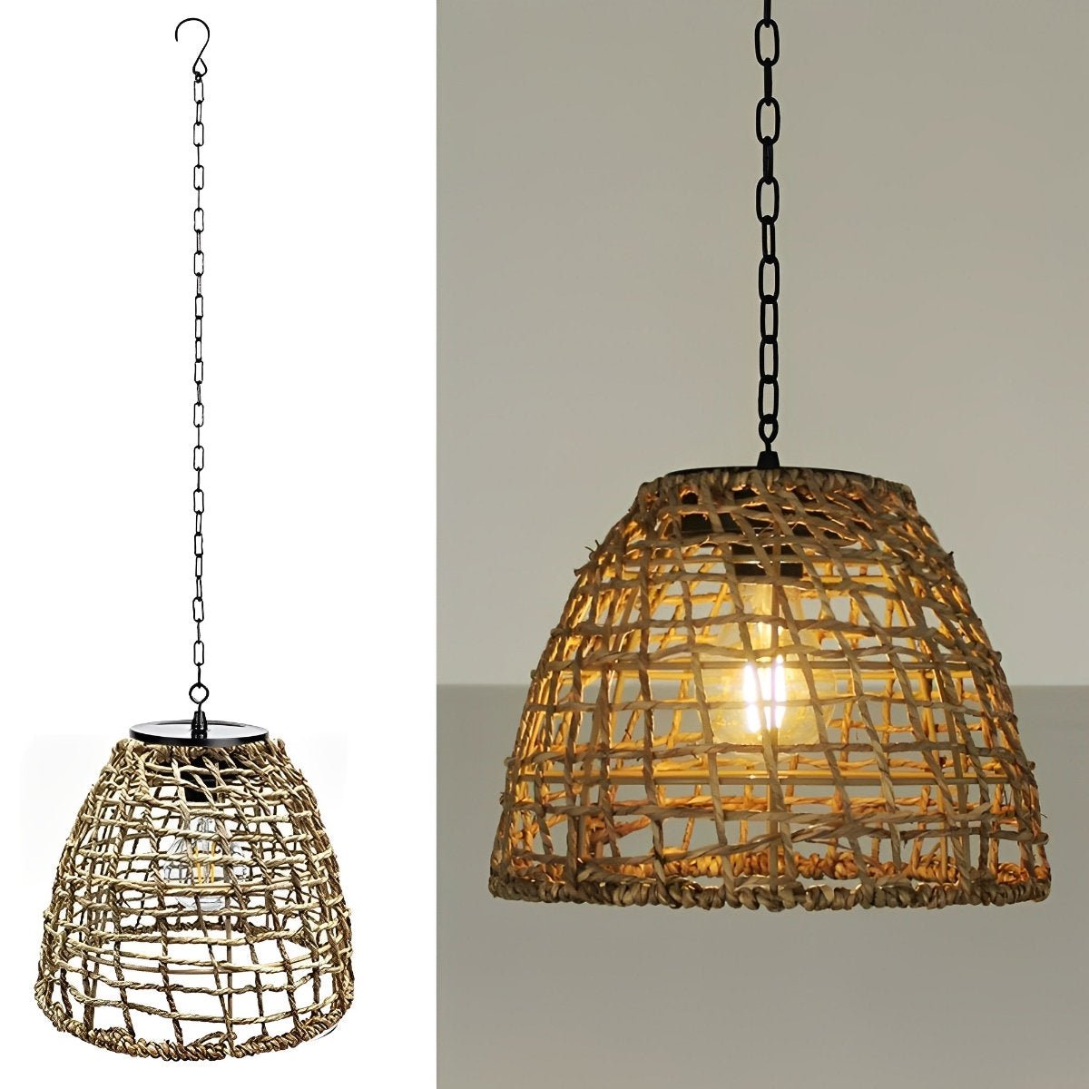 Waterproof Solar Bell Rattan Outdoor Lanterns Pendant Lights