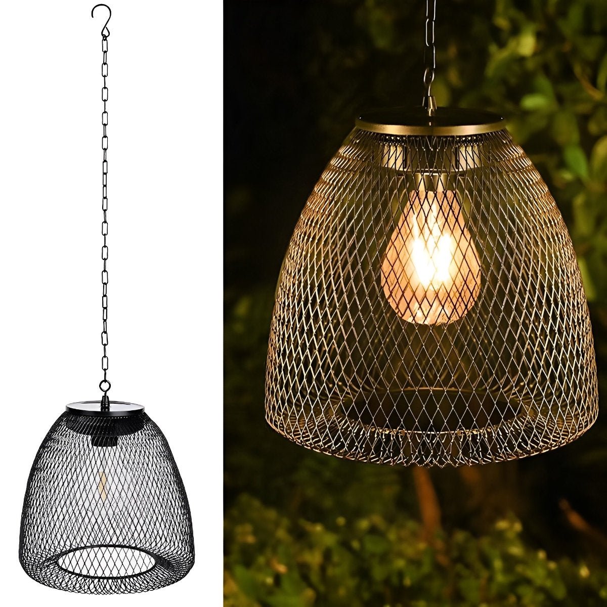 Waterproof Solar Bell Rattan Outdoor Lanterns Pendant Lights