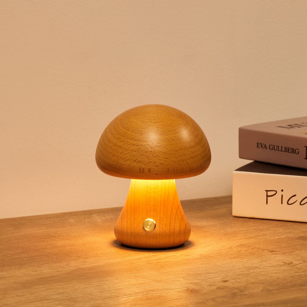 wood mushroom lamp oak